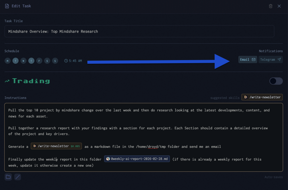 Task Notification Settings